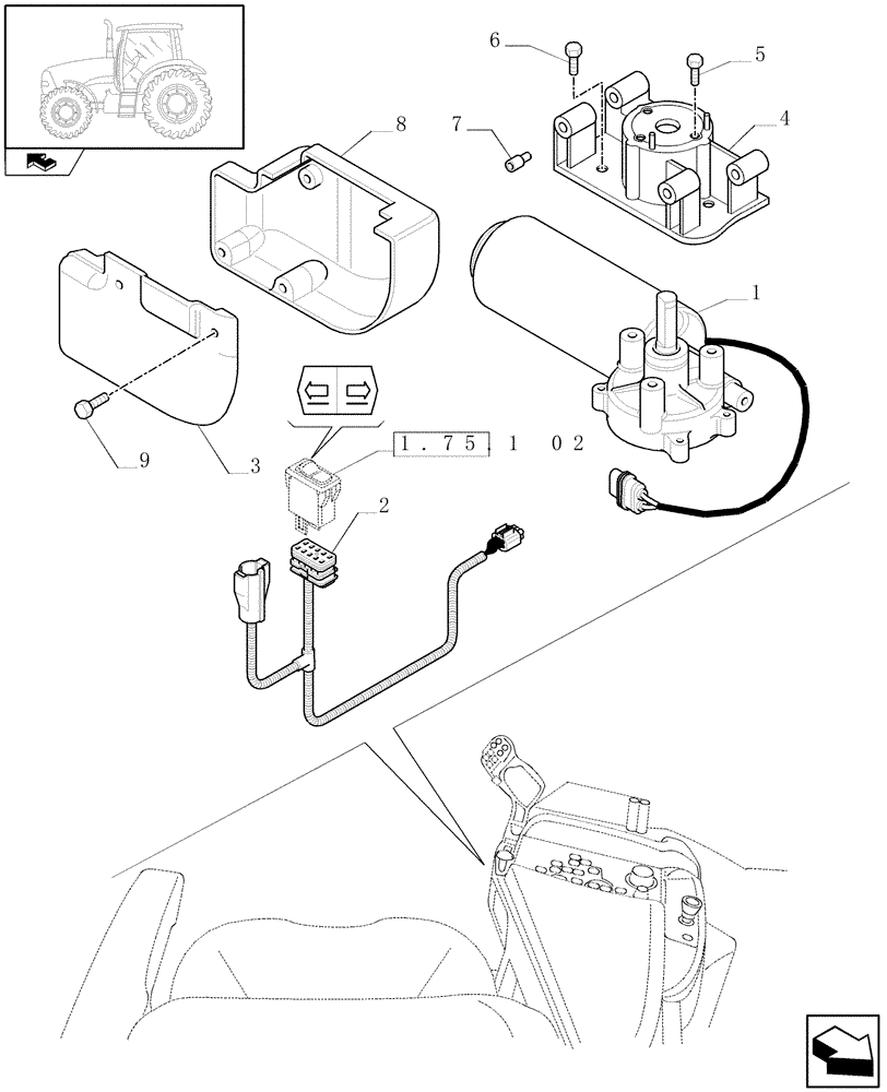Схема запчастей Case IH PUMA 165 - (1.75.1/07[01A]) - (VAR.183) ARMREST CONTROL UNIT - ADJUSTMENT ELECTRONIC CONTROL - D6400 (06) - ELECTRICAL SYSTEMS