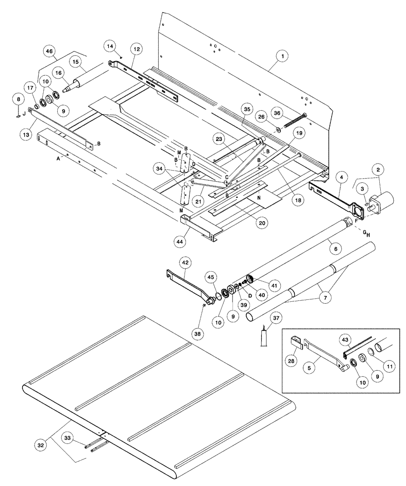 Схема запчастей Case IH 1052 - (09-22A) - DRAPERS, DRIVE AND TIGHTENER 3 DECK (09) - CHASSIS