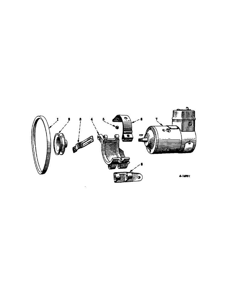 Схема запчастей Case IH FARMALL AV - (049) - ELECTRICAL SYSTEM, GENERATOR PULLEY AND BRACKET, BOSCH "NO-BATTERY" TYPE, SPECIAL (06) - ELECTRICAL SYSTEMS