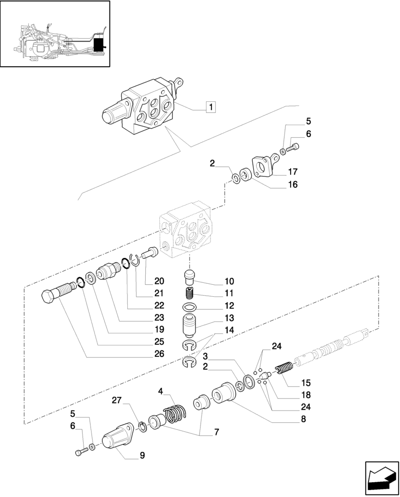 Схема запчастей Case IH JX100U - (1.82.7/11F) - FRONT CONTROL VALVE ELEMENT WITH FLOAT - BREAKDOWN (07) - HYDRAULIC SYSTEM