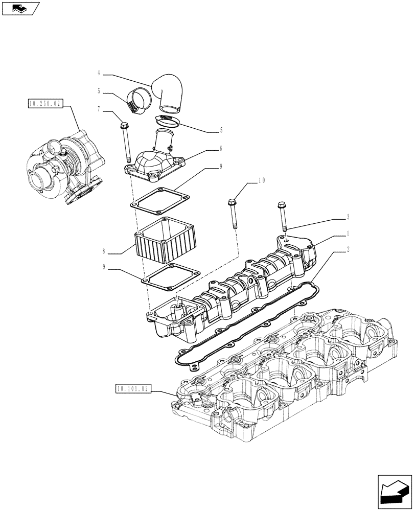 Схема запчастей Case IH FARMALL 75C - (10.254.01) - INLET MANIFOLD (10) - ENGINE