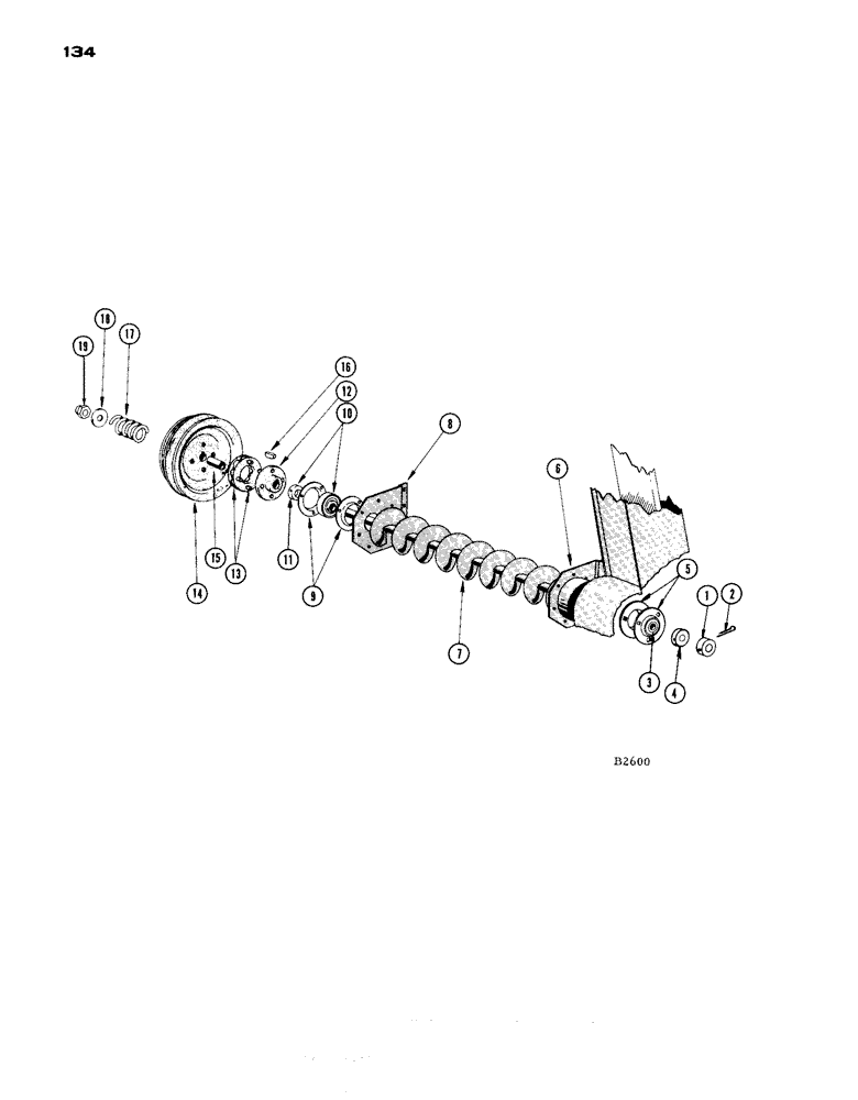 Схема запчастей Case IH 1660 - (134) - GRAIN AUGER (80) - CROP STORAGE/UNLOADING