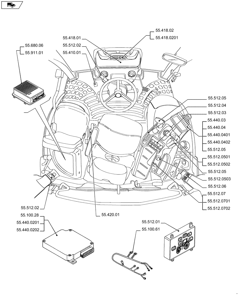 Схема запчастей Case IH PUMA 170 - (55.000.00[04]) - PICTORIAL INDEX - ELECTRICAL SYSTEMS (55) - ELECTRICAL SYSTEMS