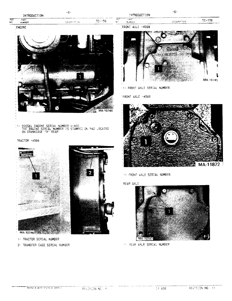 Схема запчастей Case IH 4586 - (00-06) - INTRODUCTION - SERIAL NUMBER LOCATIONS (00) - GENERAL