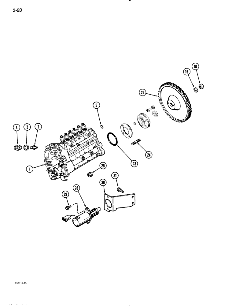 Схема запчастей Case IH 9110 - (3-20) - FUEL INJECTION PUMP AND DRIVE, 6TA-830 ENGINE (03) - FUEL SYSTEM