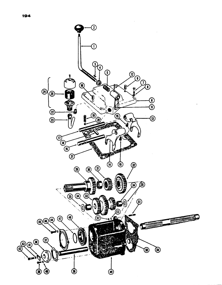 Схема запчастей Case IH 530 - (194) - TRIPLE RANGE CONTROL COVER, TRIPLE RANGE UNIT, PRIOR TO S/N 8262800 (06) - POWER TRAIN