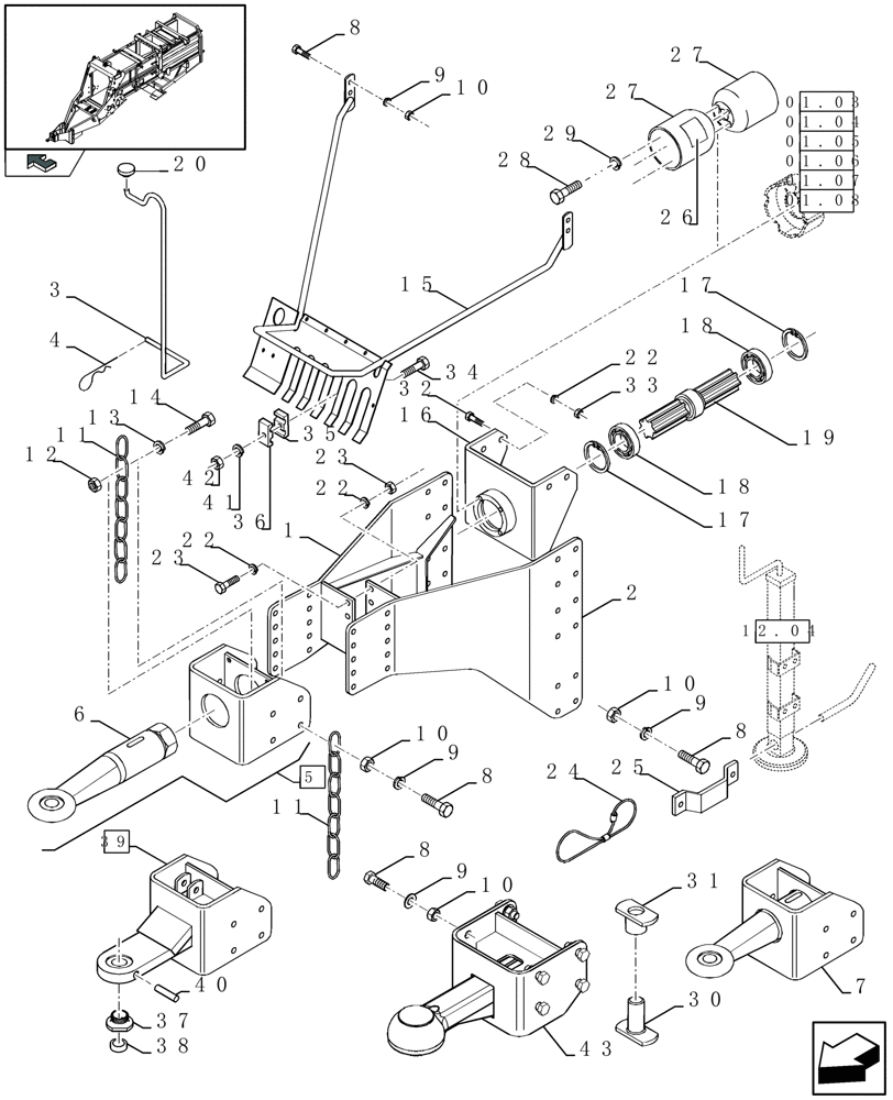 Схема запчастей Case IH LBX332R - (12.03[01]) - JACK AND HITCH (12) - MAIN FRAME
