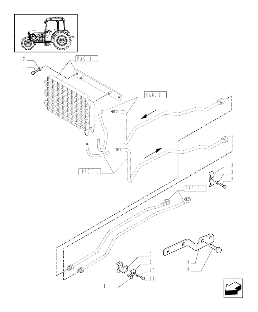 Схема запчастей Case IH JX1085C - (1.27.7/05[02]) - (VAR.065/1-826) HYDRAULIC PUMP X=64L/MIN WITH HEAT EXCHANGER - BRACKETS (03) - TRANSMISSION