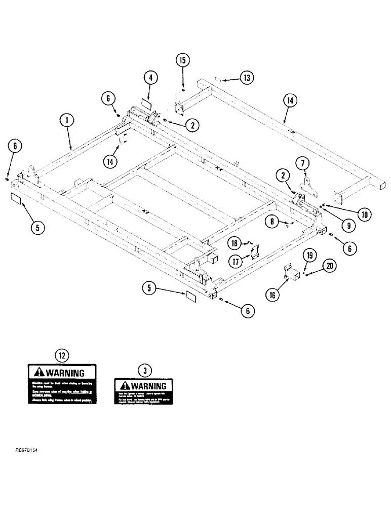 Схема запчастей Case IH 4300 - (9-008) - MAIN FRAME & FRONT EXTENSION, LOW TRANSPORT, DOUBLE FOLD, STANDARD TRANSPORT, VERTICAL & DOUBLE FOLD (09) - CHASSIS/ATTACHMENTS