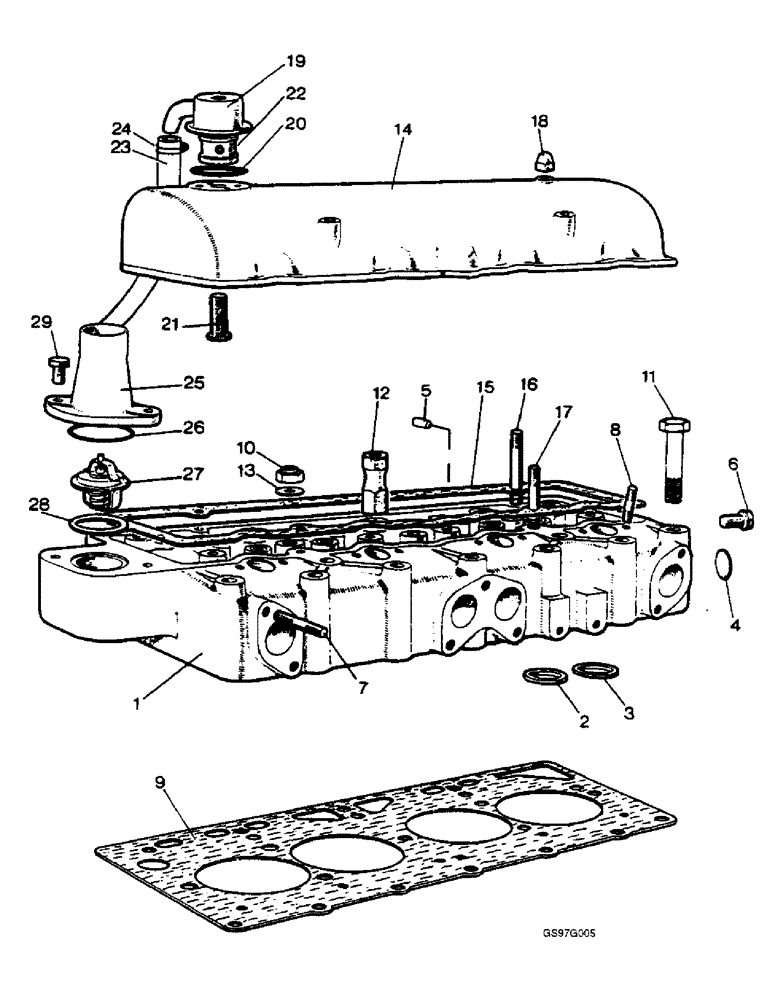 Схема запчастей Case IH 1210 - (2-12) - CYLINDER HEAD (02) - ENGINE