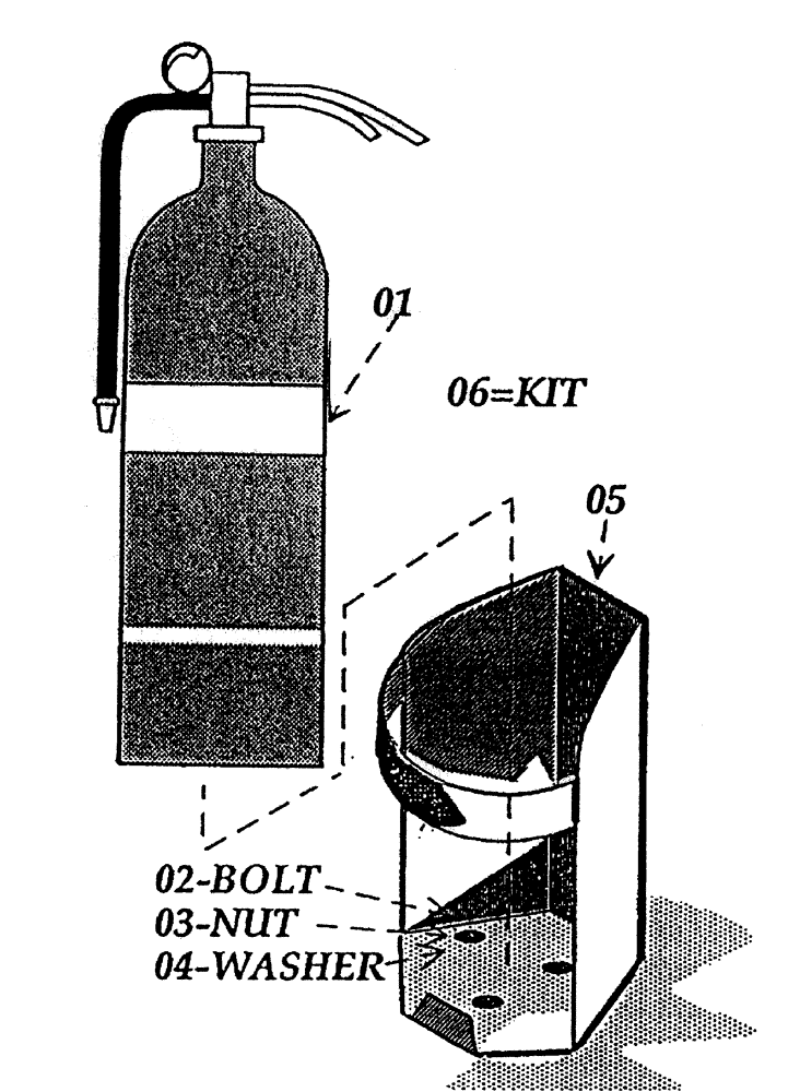 Схема запчастей Case IH 7000 - (A05-55) - FIRE EXTINGUISHER KIT Mainframe & Functioning Components