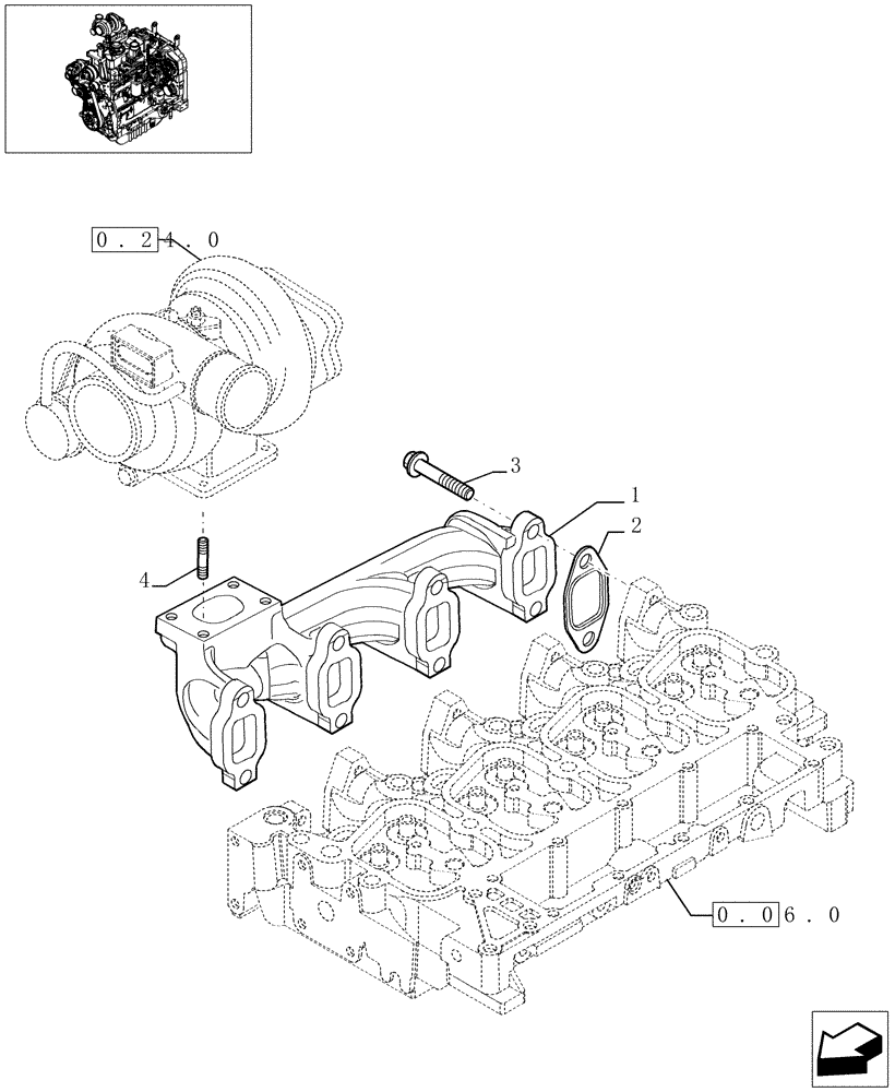 Схема запчастей Case IH JX1070U - (0.07.7) - EXHAUST MANIFOLD (01) - ENGINE