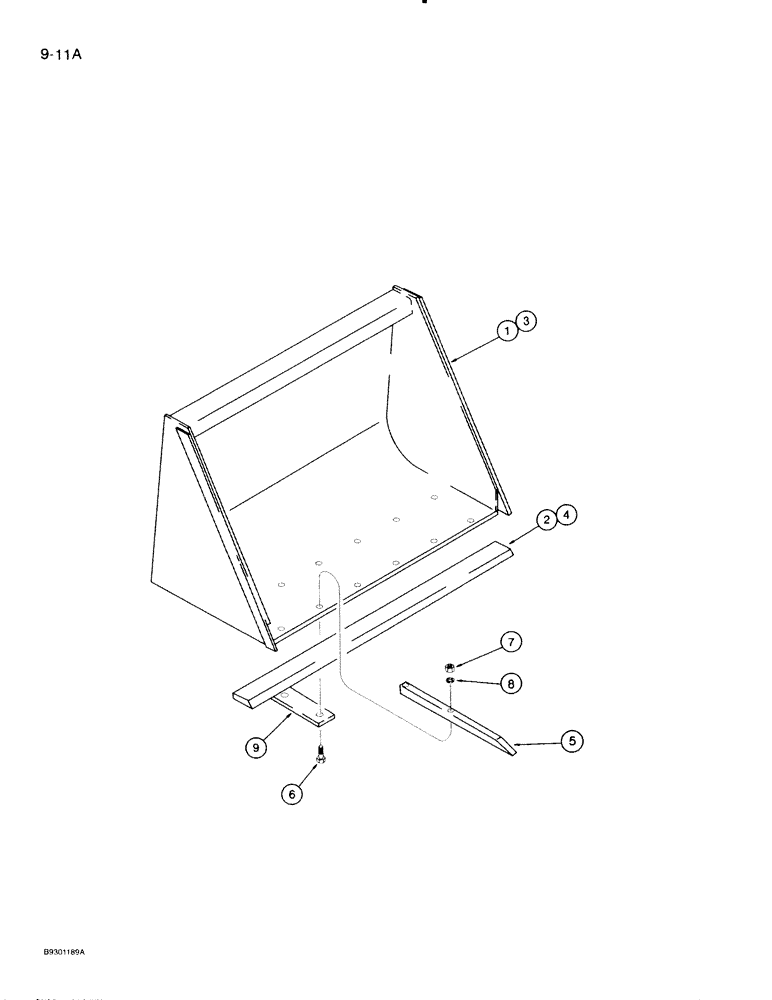 Схема запчастей Case IH 710 - (9-11A) - MATERIAL BUCKET AND TINES, HIGH BACK BUCKET, P.I.N. CJA0001736 AND AFTER (09) - CHASSIS/ATTACHMENTS