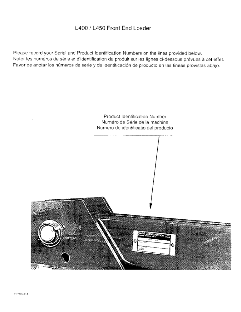 Схема запчастей Case IH L400 - (00-2) - PRODUCT IDENTIFICATION NUMBER (00) - PICTORIAL INDEX