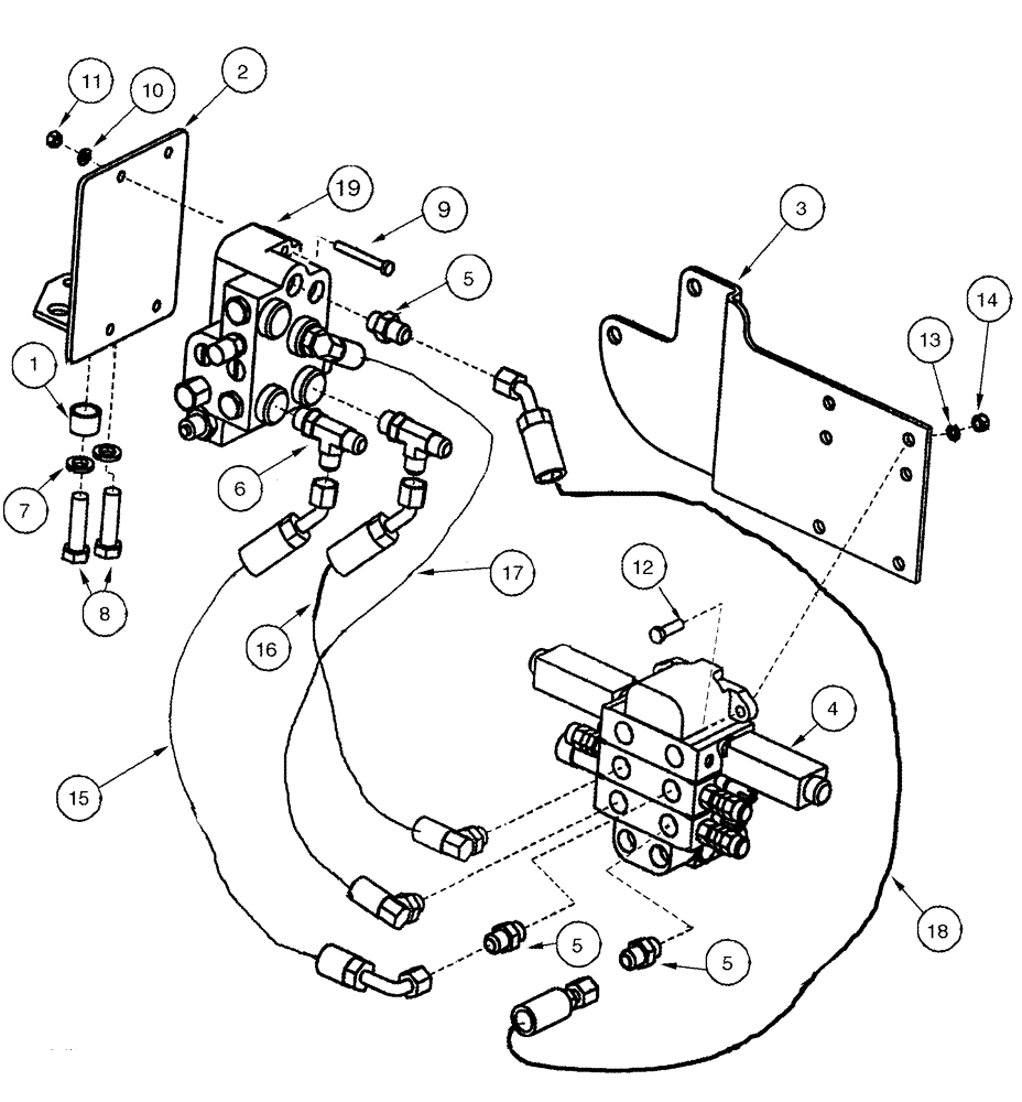 Схема запчастей Case IH L555 - (08-40) - MOUNTING BRACKETS EXTERNAL VALVE 3 Function - CX70 - CX100 With Self Leveling (08) - HYDRAULICS