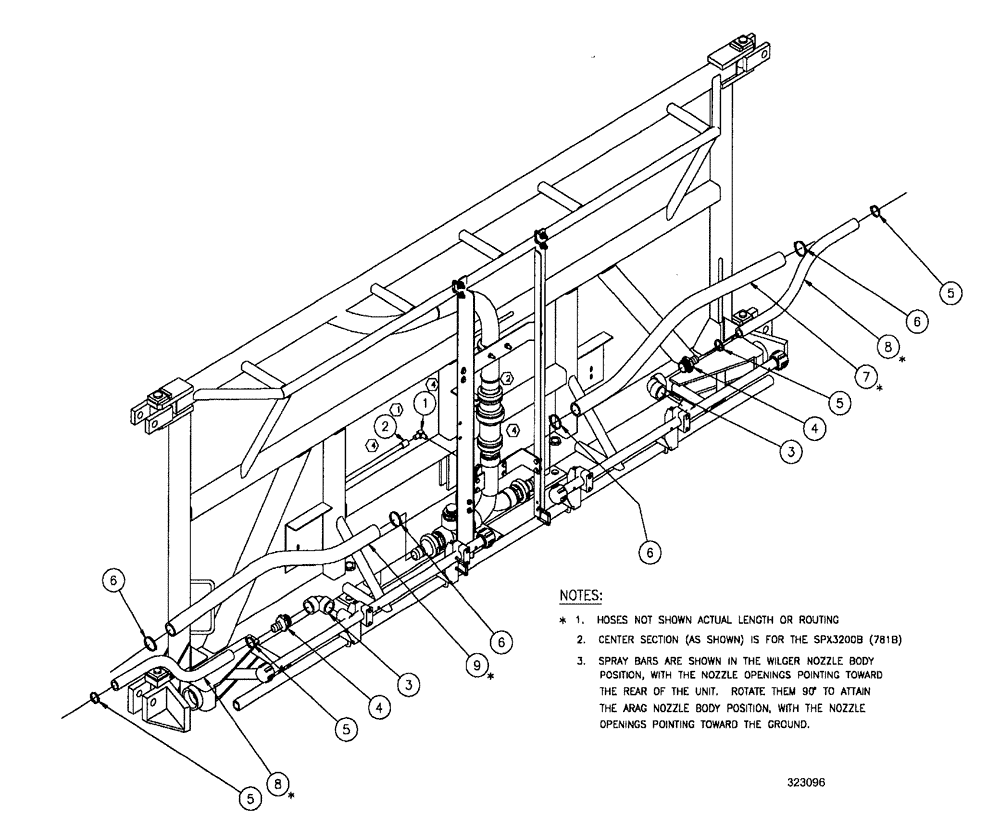 Схема запчастей Case IH SPX3200 - (09-064) - BOOMPLBG. GRP. - 6-SECT. 80 & 90 CENTER (78) - SPRAYING