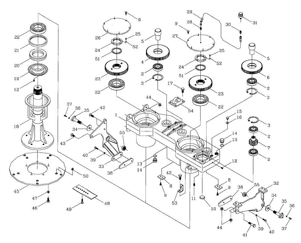 Схема запчастей Case IH 7700 - (A04[01]) - GEARBOX,  BASECUTTER Mainframe & Functioning Components