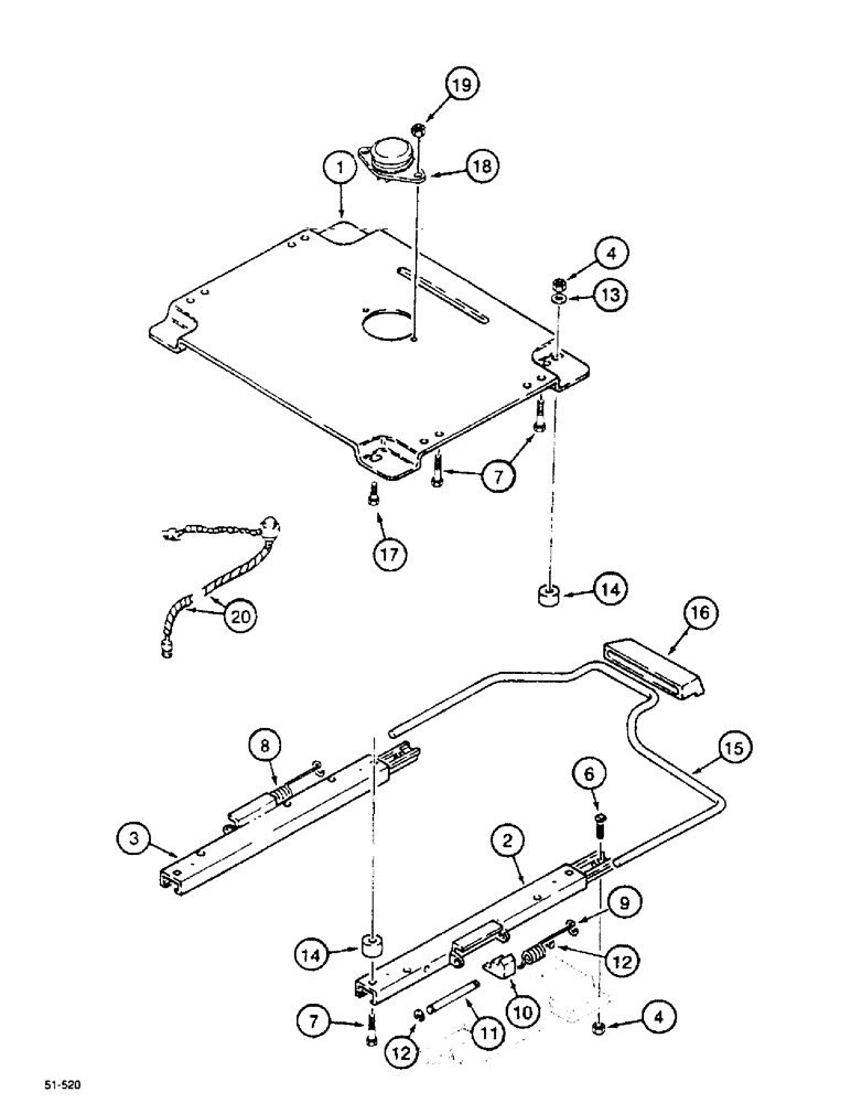 Схема запчастей Case IH 5150 - (9F-40) - SEAT SUSPENSION - SEARS, SLIDE (09) - CHASSIS/ATTACHMENTS