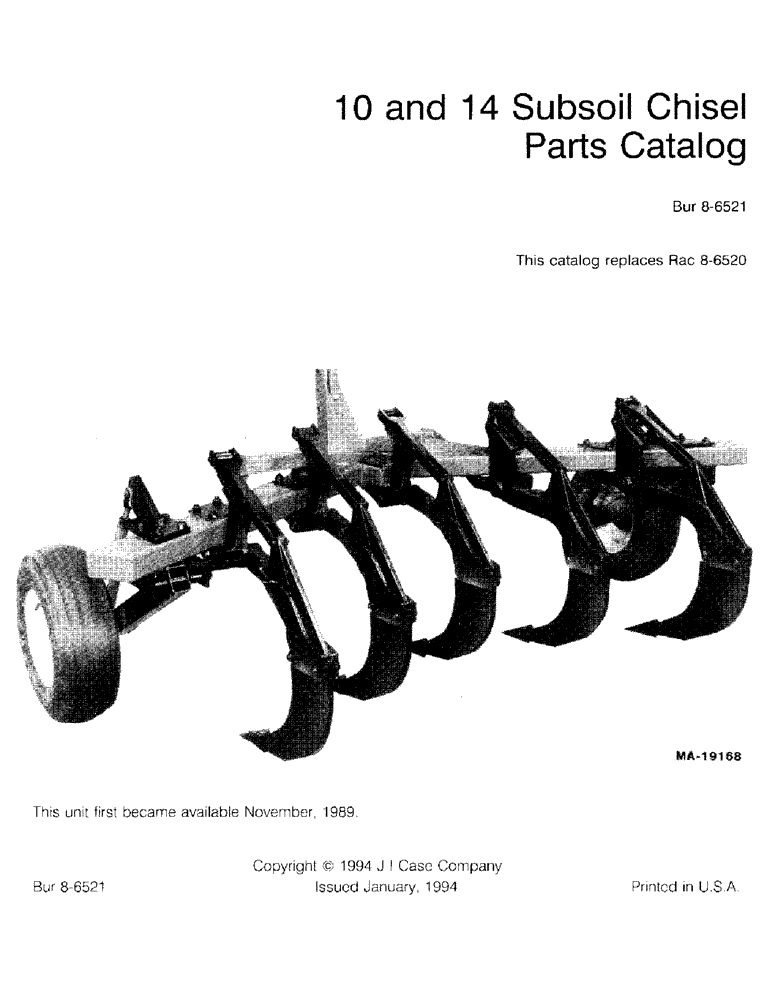 Схема запчастей Case IH 10 - (1-01) - 10 AND 14 SUBSOIL CHISEL (00) - PICTORIAL INDEX