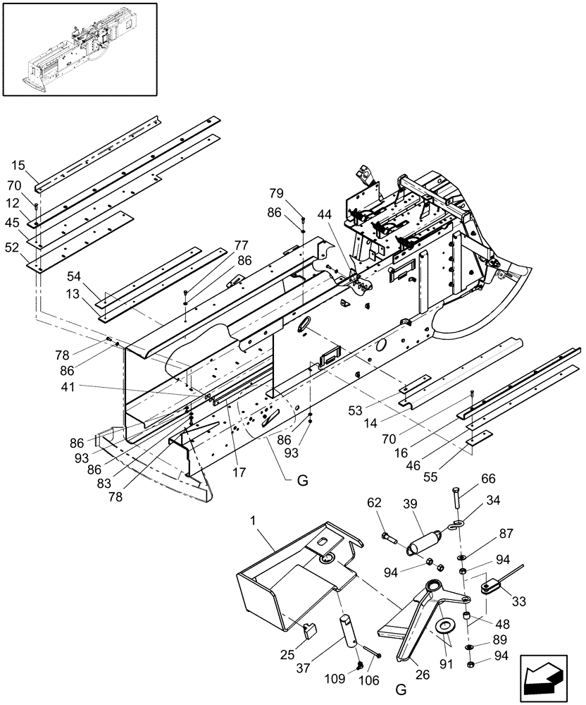 Схема запчастей Case IH SB551 - (62.150.01) - PLUNGER RAILS & SAFETY LATCH (62) - PRESSING - BALE FORMATION