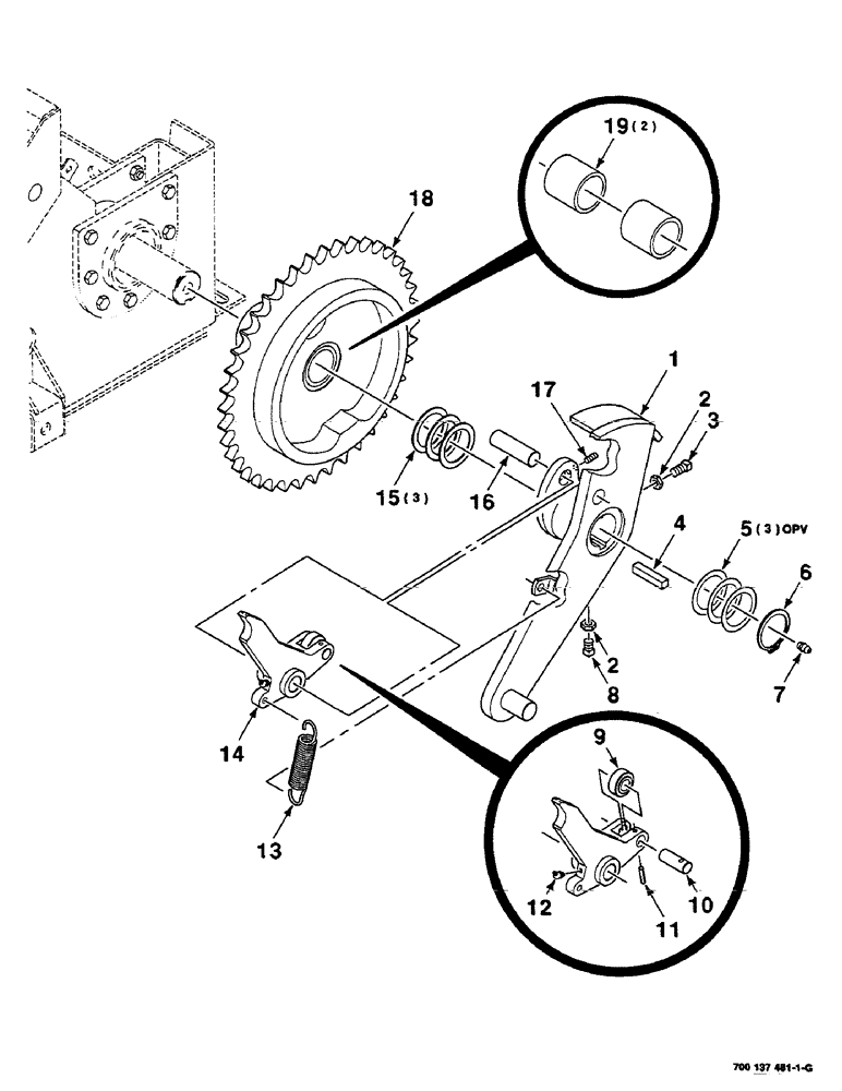 Схема запчастей Case IH 8585 - (6-20) - DRIVE CLUTCH ASSEMBLY, KNOTTER CAM (14) - BALE CHAMBER