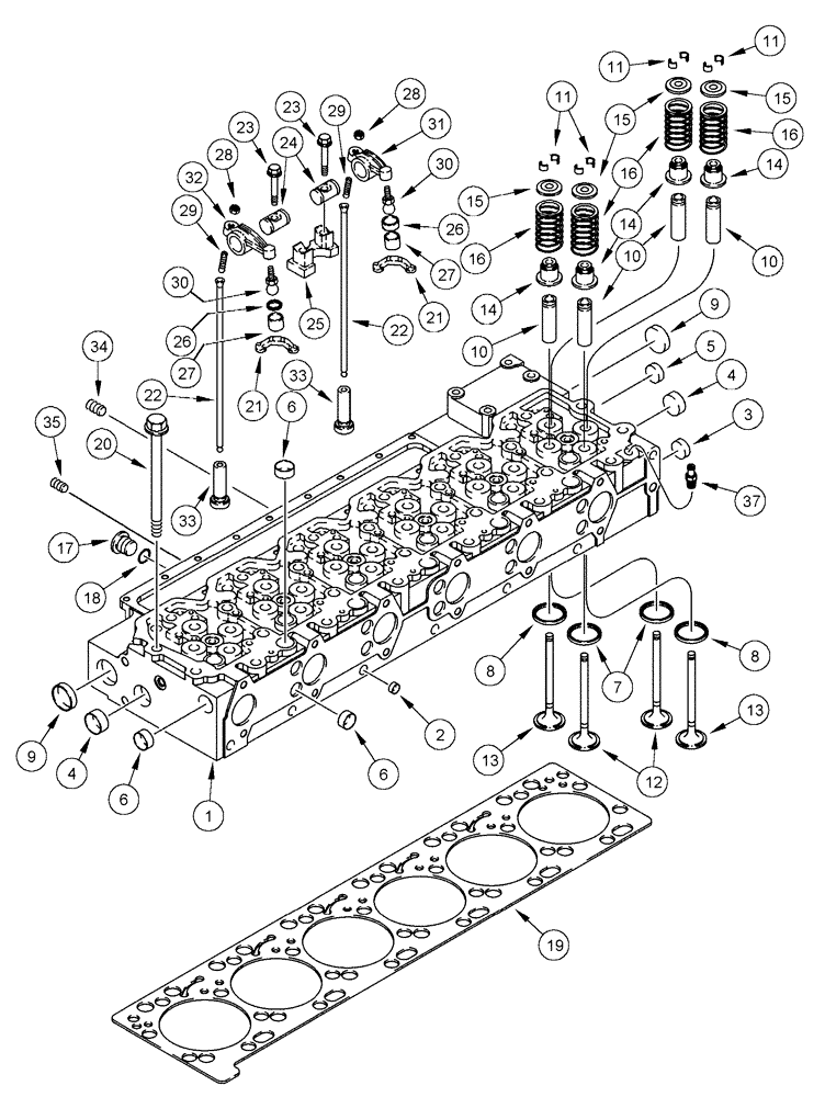 Схема запчастей Case IH SPX4410 - (03-014) - CYLINDER HEAD AND VALVE MECHANISM (01) - ENGINE