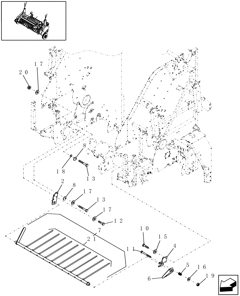 Схема запчастей Case IH RBX452 - (13.985[1]) - 1.8M WIDE PICKUP, WINDGUARD, UPPER, PRIOR TO P.I.N. HBJ039250 (13) - FEEDER