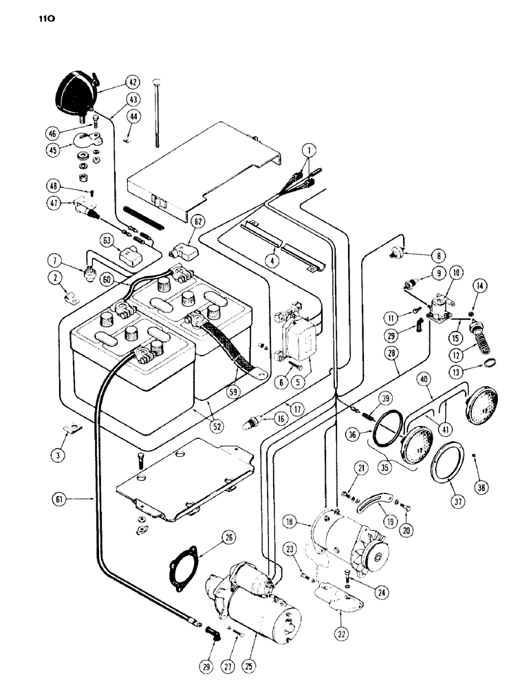 Схема запчастей Case IH 530 - (110) - ELECTRICAL EQUIPMENT AND WIRING, 530 SERIES, 188 DIESEL ENGINE (04) - ELECTRICAL SYSTEMS