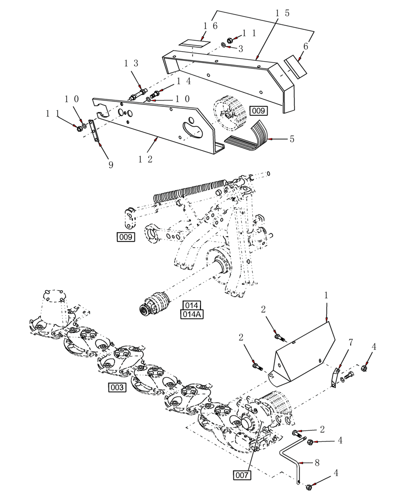Схема запчастей Case IH MDX91 - (002) - SHIELDS (90) - PLATFORM, CAB, BODYWORK AND DECALS