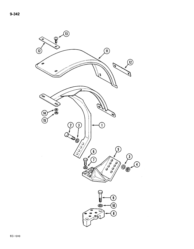 Схема запчастей Case IH 385 - (9-342) - FRONT SPLASH SHIELDS, 4 WHEEL DRIVE, MFD TRACTORS P.I.N. 18001 AND AFTER (09) - CHASSIS/ATTACHMENTS