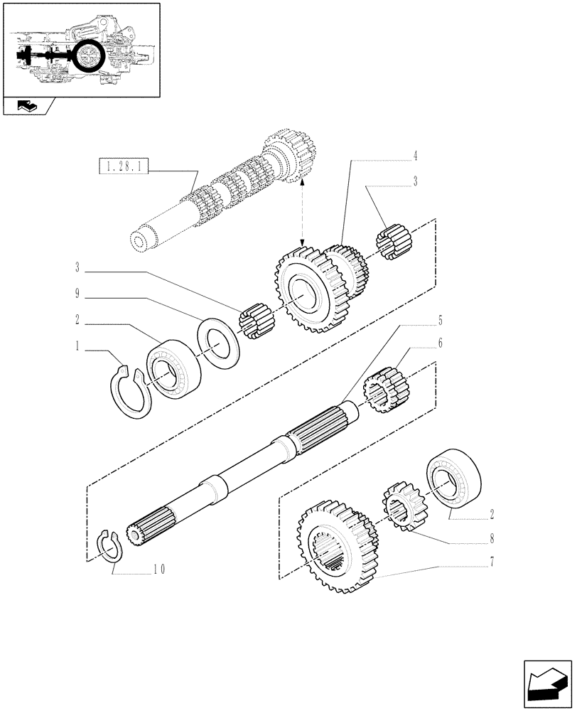 Схема запчастей Case IH FARMALL 65C - (1.32.1[03]) - CENTRAL REDUCTION GEARS (03) - TRANSMISSION