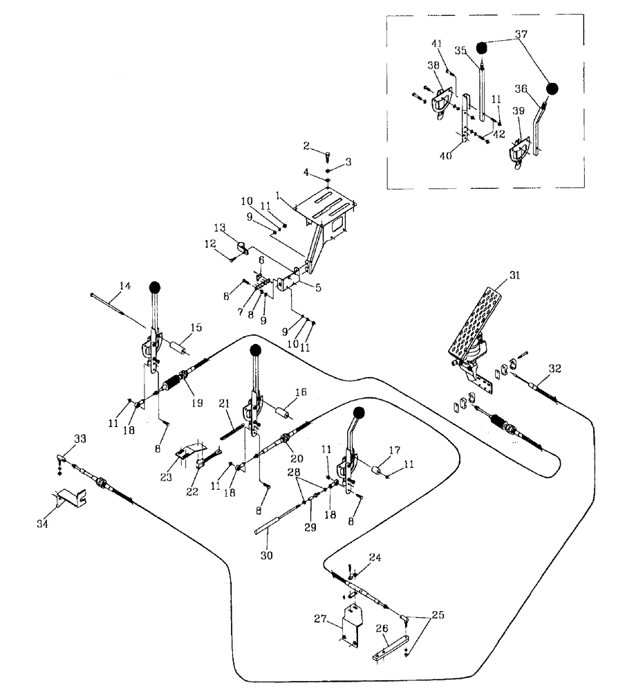 Схема запчастей Case IH AUSTOFT - (A03-06) - FOOT THROTTLE AND 5-SPEED PUMP CONTROLS Mainframe & Functioning Components