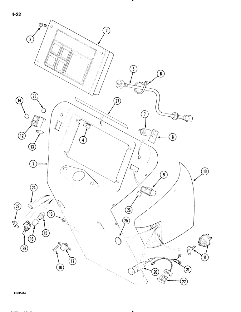 Схема запчастей Case IH 695 - (4-22) - INSTRUMENTS AND SWITCHES, TRACTOR WITHOUT CAB (04) - ELECTRICAL SYSTEMS