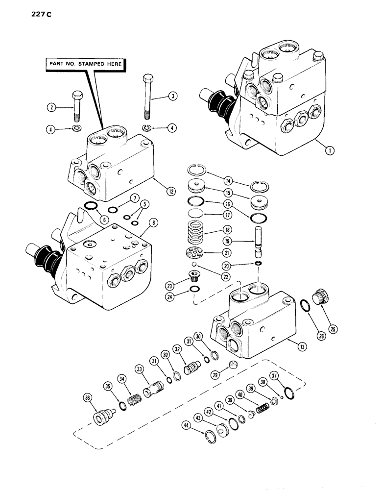 Схема запчастей Case IH 870 - (227C) - A62074 POWER BRAKE VALVE, PART NUMBER STAMPED ON COVER (07) - BRAKES