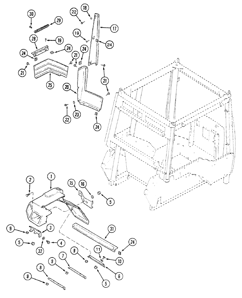Схема запчастей Case IH 7250 - (9-106) - LEFT REAR FENDERS AND PANELS (09) - CHASSIS/ATTACHMENTS