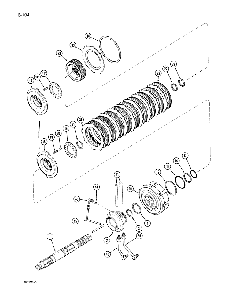 Схема запчастей Case IH 7150 - (6-104) - TRANSMISSION, INPUT SHAFT MASTER CLUTCH, TRANSMISSION S/N AJB0051028 AND AFTER (06) - POWER TRAIN