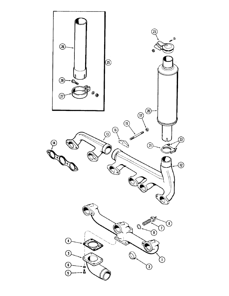 Схема запчастей Case IH 930-SERIES - (007A) - MANIFOLD AND MUFFLER, (401) DIESEL ENGINE (02) - ENGINE