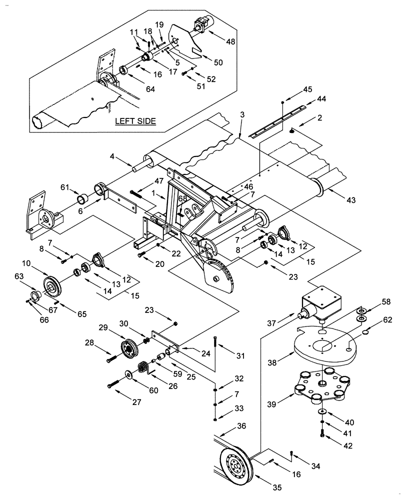 Схема запчастей Case IH 2016 - (20.21[02]) - DRAPER AND GEAR BOX DRIVE, RAKE TYPE, PIN PMN003045 [PNP002010] AND AFTER (60) - PRODUCT FEEDING