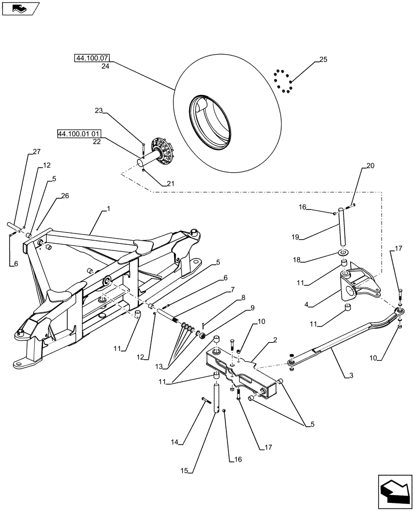 Схема запчастей Case IH 3580 - (39.100.02[01]) - FRONT AXLE REVISED (YCS015063 - CURRENT) (39) - FRAMES AND BALLASTING