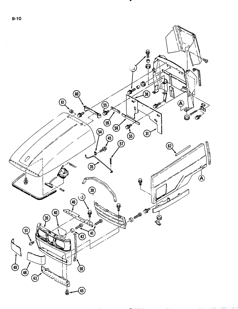 Схема запчастей Case IH 1130 - (9-10) - HOOD, PANELS AND GRILLE (09) - CHASSIS/ATTACHMENTS