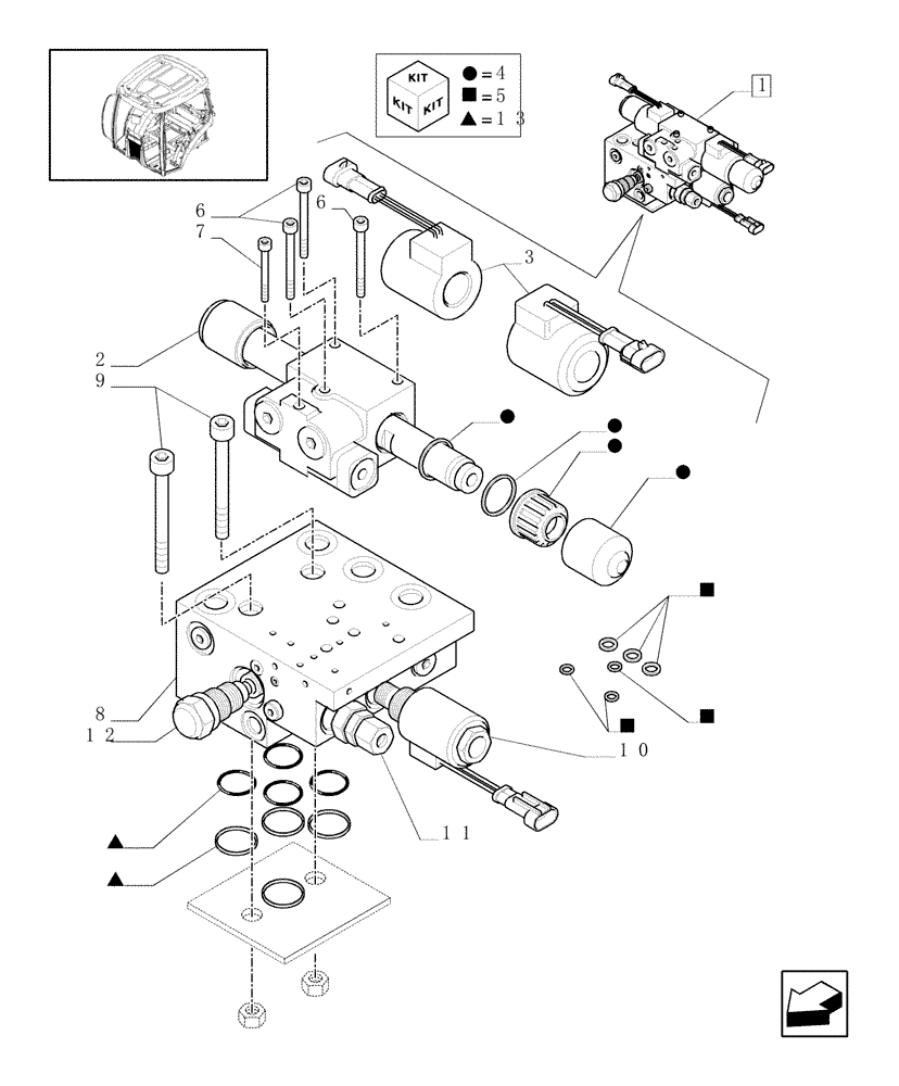 Схема запчастей Case IH PUMA 210 - (1.95.5/02A) - AUTOGUIDANCE VALVE - BREAKDOWN (10) - OPERATORS PLATFORM/CAB