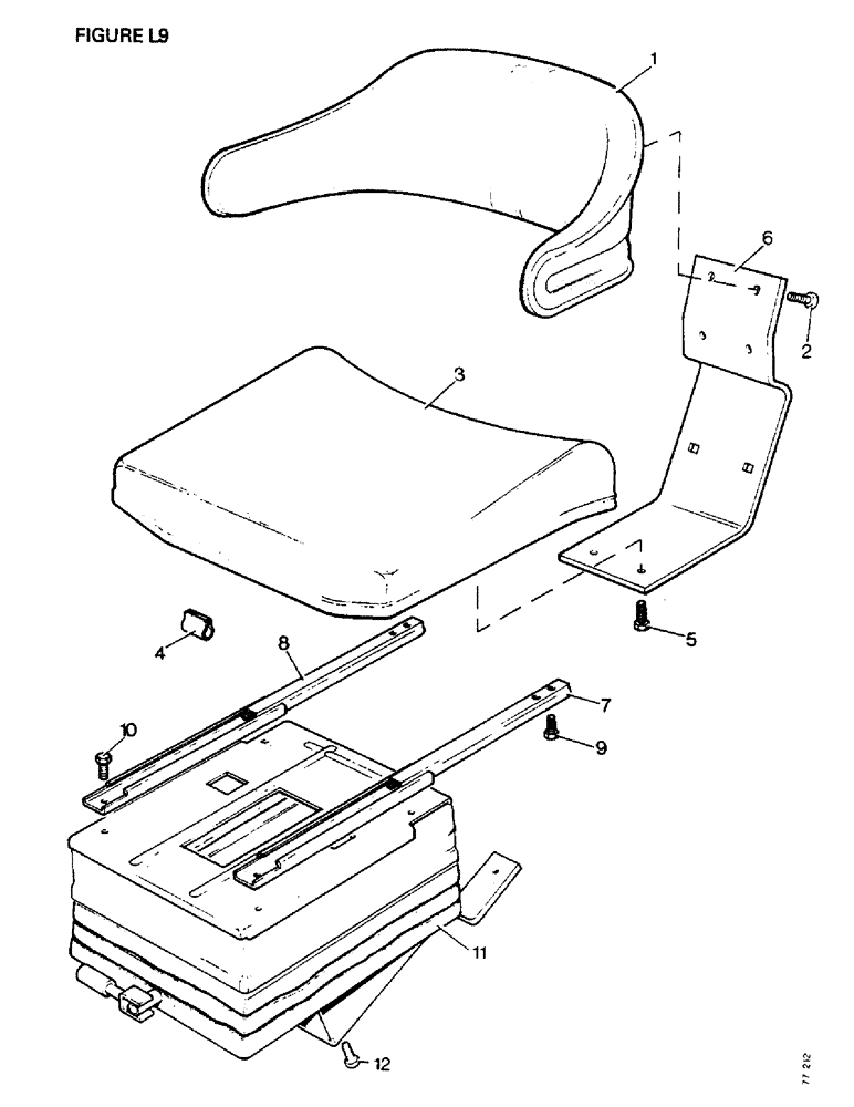 Схема запчастей Case IH 1412 - (L09-1) - CHASSIS, BONNET, FENDERS, SAFETY FRAME AND CAB, ARMCHAIR SEAT, TRACTORS W/ CAB (12) - CHASSIS