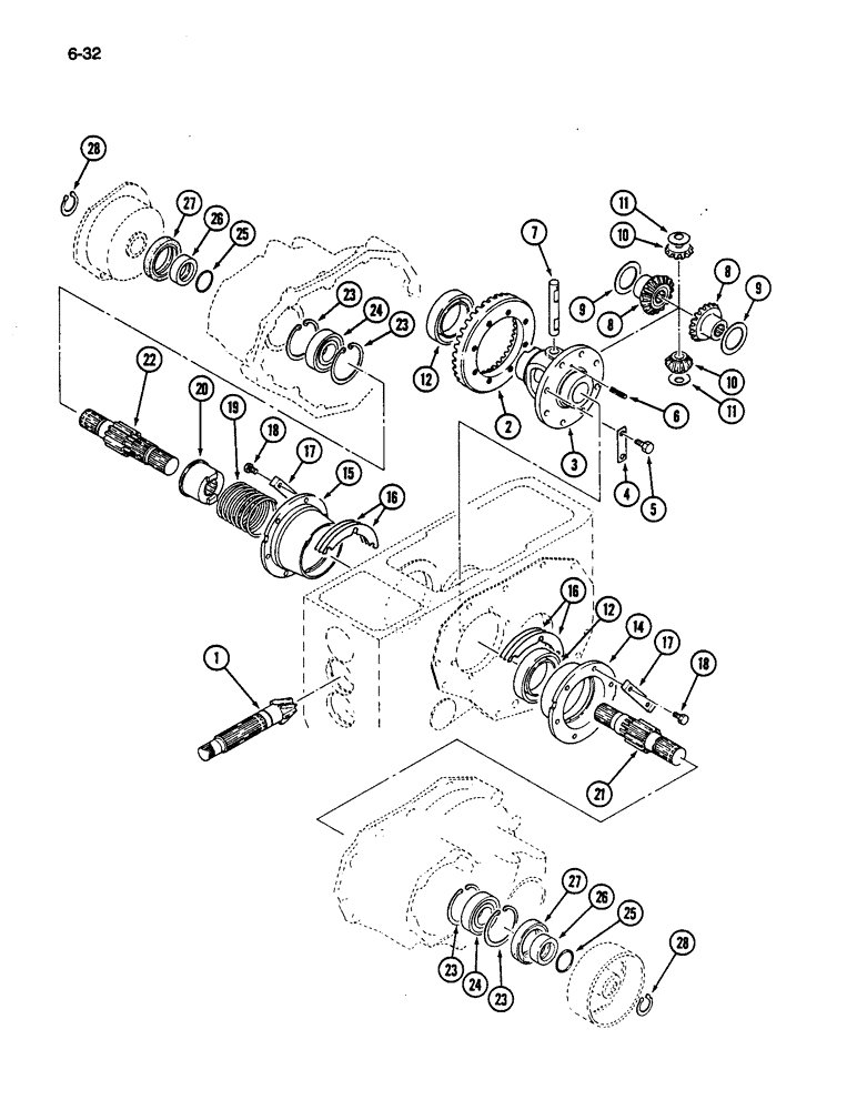 Схема запчастей Case IH 245 - (6-32) - DIFFERENTIAL (06) - POWER TRAIN