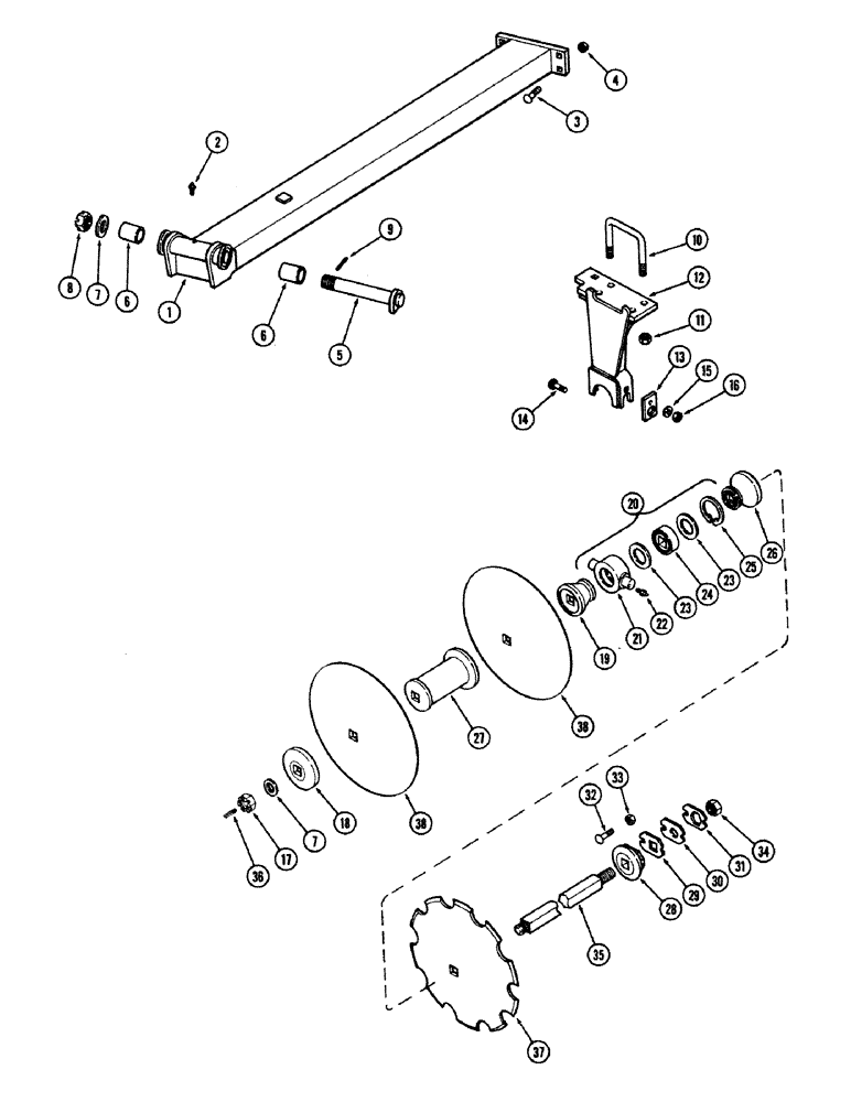 Схема запчастей Case IH E30 - (032) - REAR RIGHT CENTER GANG, 9 INCH (228.6 MM) SPACING 