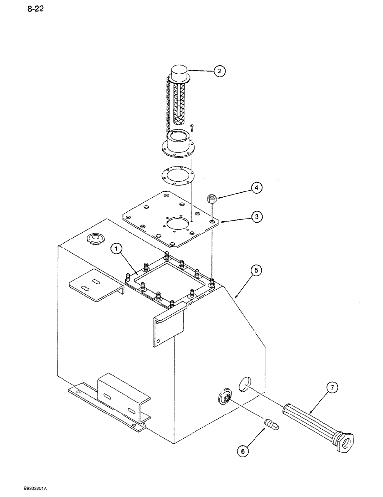 Схема запчастей Case IH 1350 - (8-22) - HYDRAULIC RESERVOIR, 1350 SELF CONTAINED HYDRAULICS (07) - HYDRAULICS