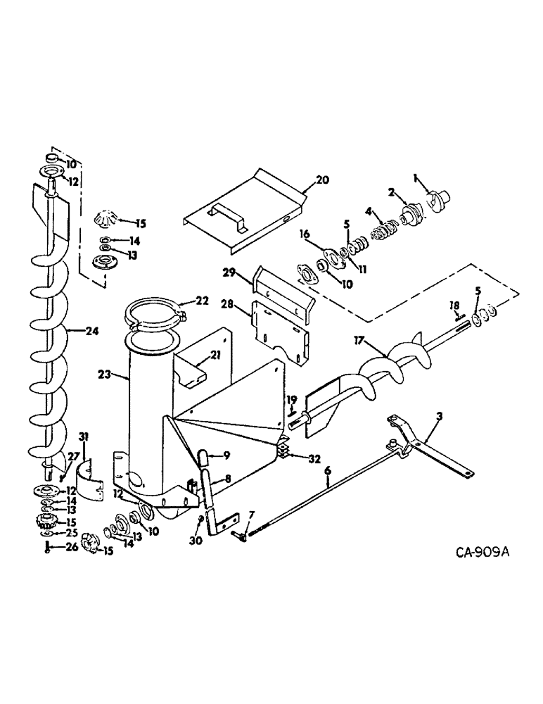 Схема запчастей Case IH 950 - (C-18) - BACK UNLOADING AUGER, 6" AUGER & 7" TUBE, 950 S/N 2217 & BELOW, 1150 S/N 6432 & BELOW 