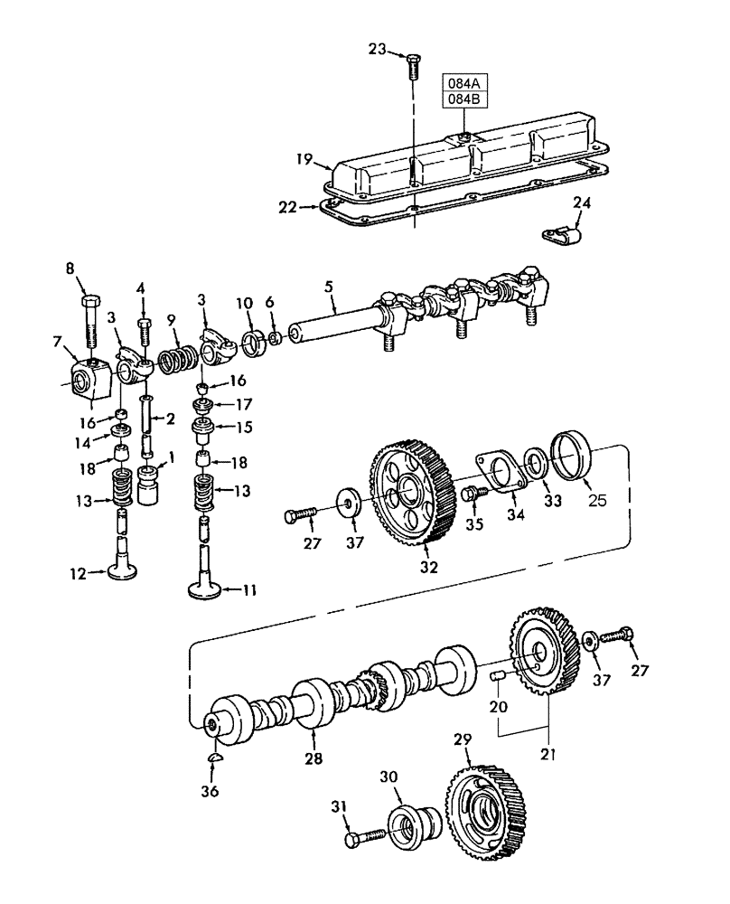 Схема запчастей Case IH WDX901 - (104) - ENGINE, CAMSHAFT, ROCKER ARM, VALVES (10) - ENGINE