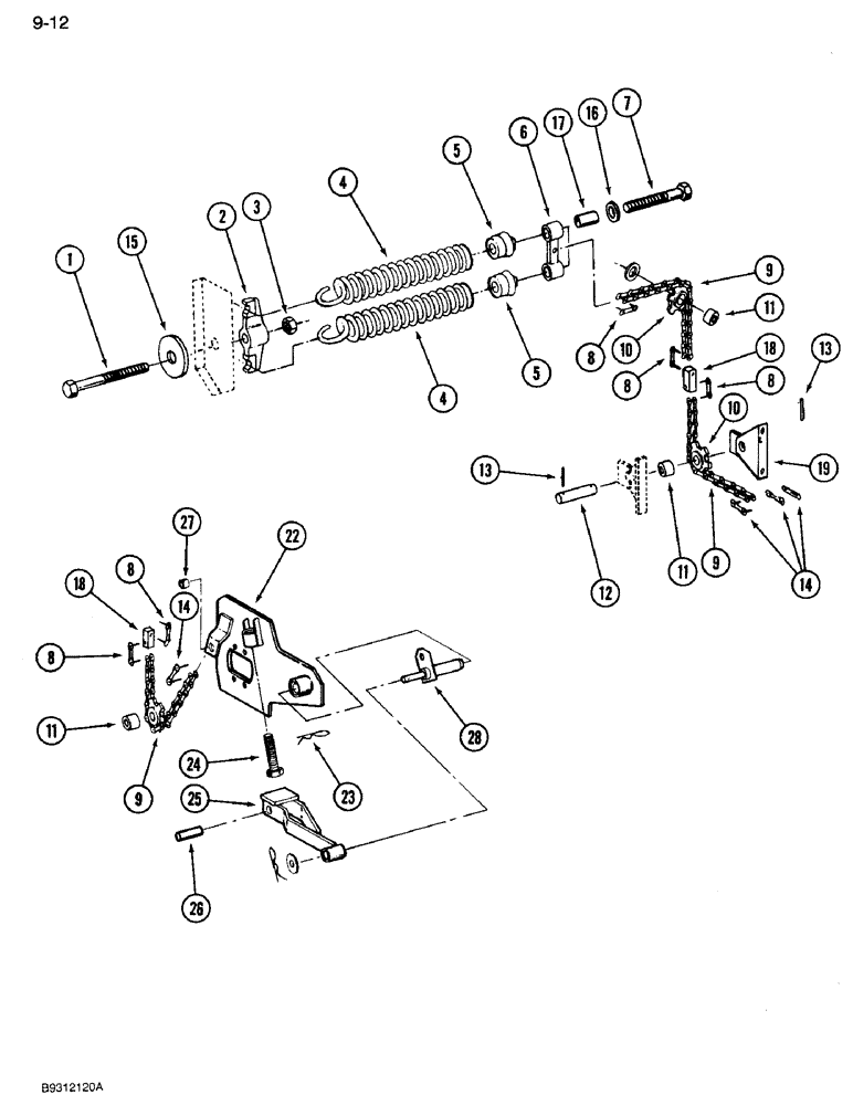 Схема запчастей Case IH 3309 - (9-12) - HEADER FRAME LINKAGE (03) - CHASSIS/MOUNTED EQUIPMENT