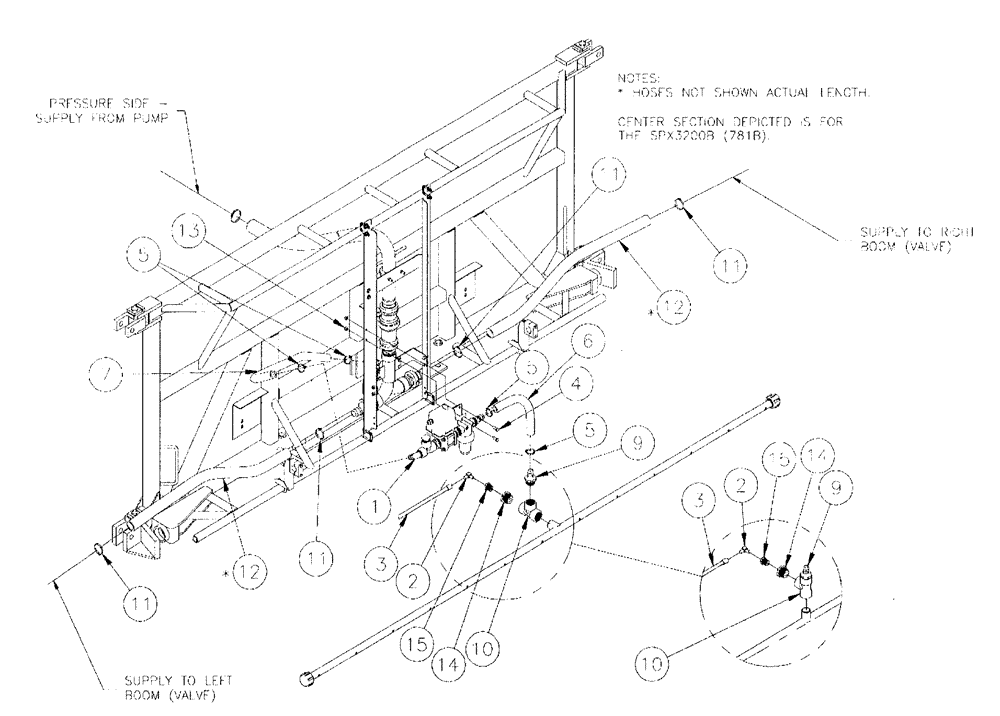 Схема запчастей Case IH SPX3200 - (09-053) - CENTER BOOM PLBG (5-SECT. LIQ.) (78) - SPRAYING
