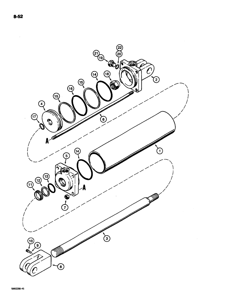 Схема запчастей Case IH 780 - (8-52) - TRANSPORT LIFT CYLINDER, 145435C91, TIE-BOLT TYPE, 4 INCH ID (08) - HYDRAULICS